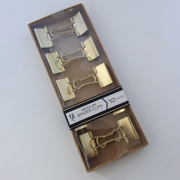 HE Binder Clips Medium Gold-tone 20 Piece Hold Everything - Picture 2 of 4